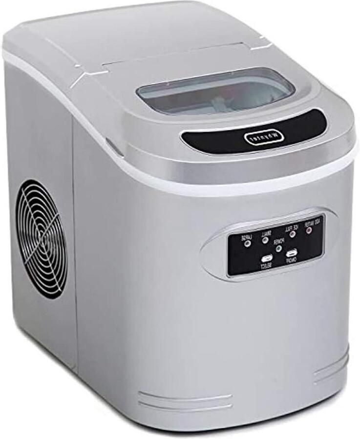 IJsblokjesmachine Compacte ijsmaker Drankjes Koelen Maakt ijs in 15 min 27 pond per dag Metallic zilver