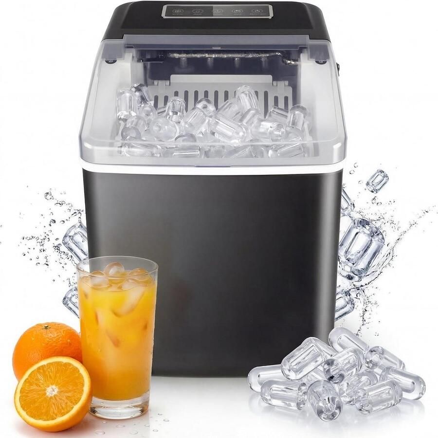 IJsblokjesmachine Draagbaar IJsmaker Compact Dranken Koelen Snelle ie 15 kg 24 uur Zwart