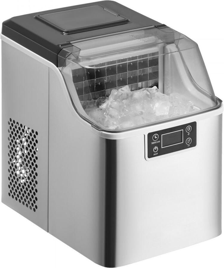 IJsblokjesmachine Draagbaar Tafelmodel Maakt 24 Blokjes in 15 Minuten Capaciteit 20 4 kg per 24 Uur IJsblokjes in 3 Formaten Met Schep en Mand