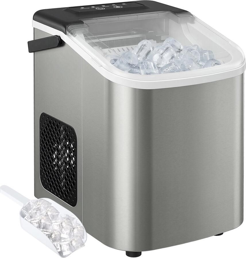 Ijsblokjesmachine Draagbare ijsmachine 12kg 24u Snel 9 ijsblokjes per 7-10 min ijsblokjesmachine met zelfreinigende functie voor thuis kantoor feestjes zilver