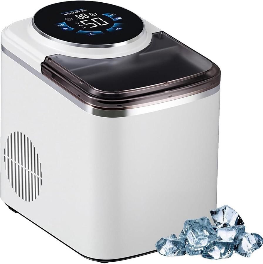 Ijsblokjesmachine Draagbare ijsmaker Drankjes Koelen Snelle ijsie 15L tank Wit