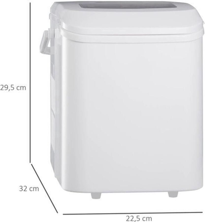 Ijsblokjesmachine Elektrische Ijsblokjesmachine Ijsmaker Ijsmachine 9 Kubussen elke 6-12min Zelfreinigend 1.2L 220-240V 50Hz 43Db R600a 22.5 x 32 x 29.5 cm Wit