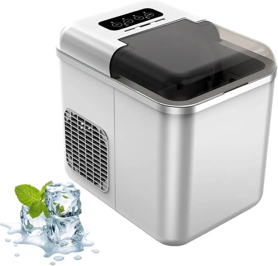 Ijsblokjesmachine Elektrische Ijsblokjesmachine Ijsmaker Ijsmachine Draagbare Slimme bediening Wifi 1.3L Zilver