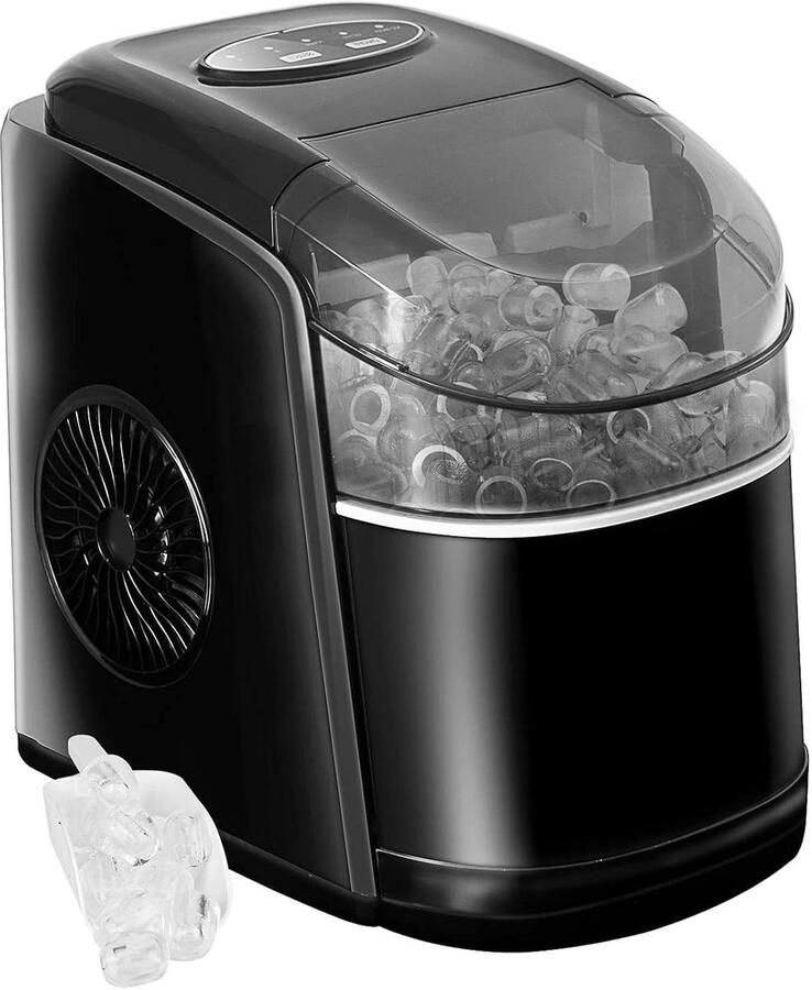 IJsblokjesmachine Ice Maker Snelle IJsbereiding Zelfreinigende Functie 12 kg per dag Zwart