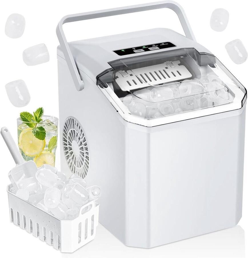 IJsblokjesmachine IJsmaker Drankjes Koelen Zelfreinigend Systeem 14 kg per dag Wit