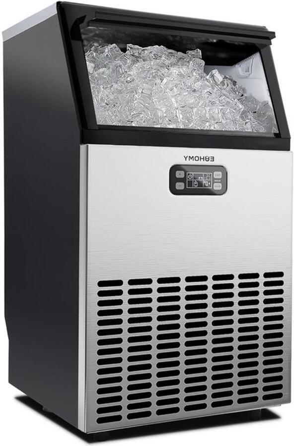 IJsblokjesmachine – IJsbereider – IJscrusher – Commerciële IJsblokjesmaker – Professionele IJsiemachine – 45 kg 24 uur Capaciteit – Roestvrijstalen Behuizing Met Timer