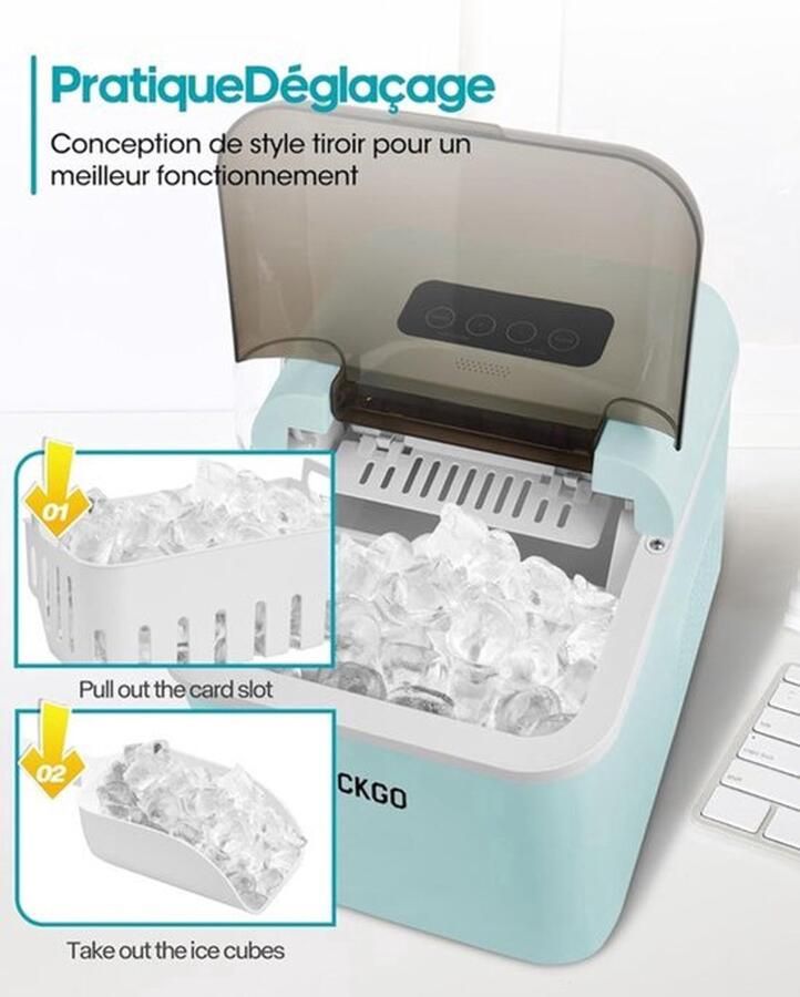 IJsblokjesmachine – IJsblokjesmaker – IJsblokjesapparaat – IJscryomachine – IJsdispenser – Wifi-App Bediening – Zelfreinigend – 15 kg IJs per 24 uur – 9 IJsblokjes in 6-10 Minuten