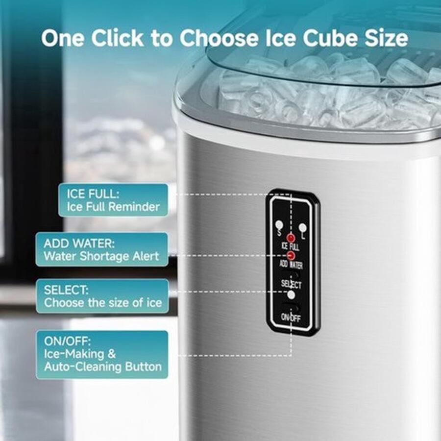 IJsblokjesmachine – IJscrusher – Ijsmaker – Tafelmodel Ijsmachine – Draagbare Ijsblokjesmaker – Compact Design – Zelfreinigend Systeem – Snelle IJsie in 6 Minuten