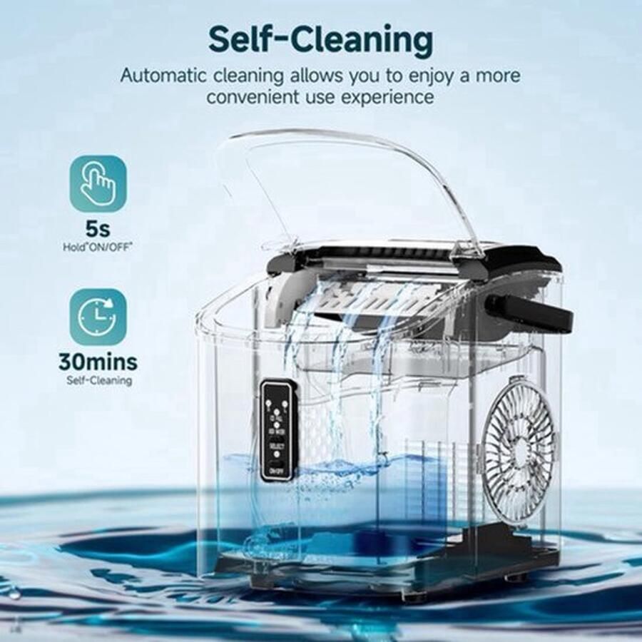 IJsblokjesmachine – IJscrusher – Ijsmaker – Tafelmodel Ijsmachine – Draagbare Ijsblokjesmaker – Compact Design – Zelfreinigend Systeem – Snelle IJsie in 6 Minuten