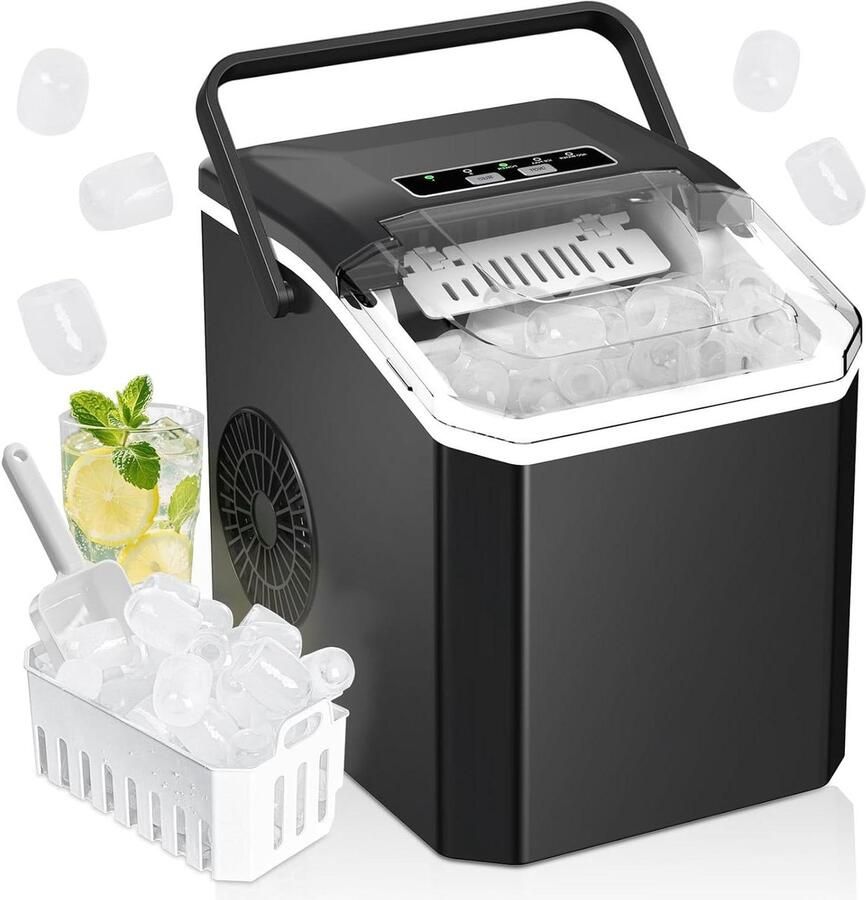 IJsblokjesmachine IJsmachine Drankjes Koelen Zelfreinigend 14 kg 24 uur Zwart