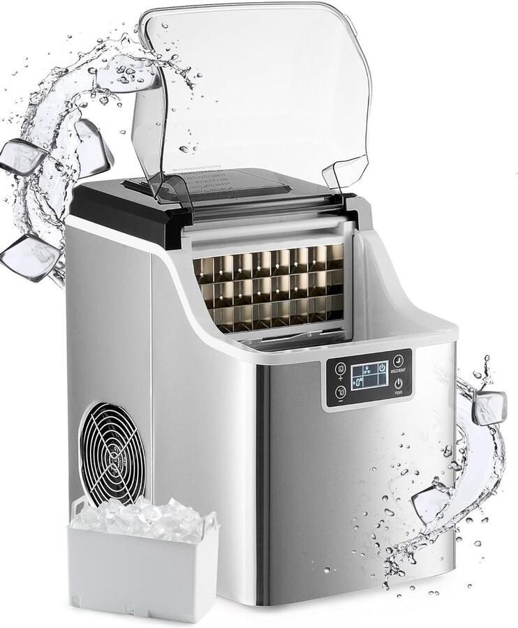 IJsblokjesmachine IJsmachine Feestjes Voorbereiden Zelfreinigend 41 kg per dag Zilver