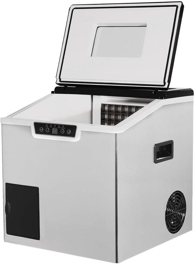 IJsblokjesmachine IJsmachine ijsbreker Drankjes Koelen 2-in-1 functie 375 x 395 x 42 cm Zwart en zilver