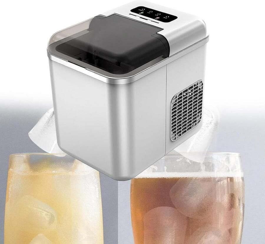 IJsblokjesmachine IJsmachine keuken Snel ijs maken Automatische reiniging 9 blokjes per keer Zilver