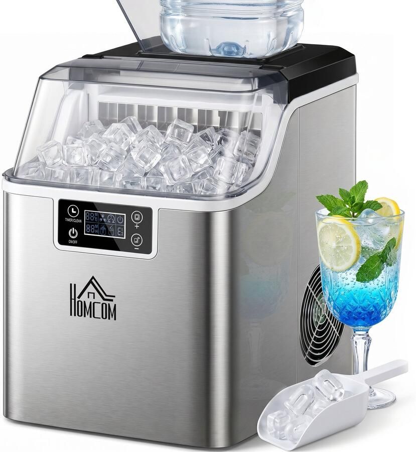 IJsblokjesmachine IJsmachine Met LCD Display Zelfreinigend 24 IJsblokjes Per Cyclus Keuken En Kantoor 25 2x36x37 1 cm Zilver