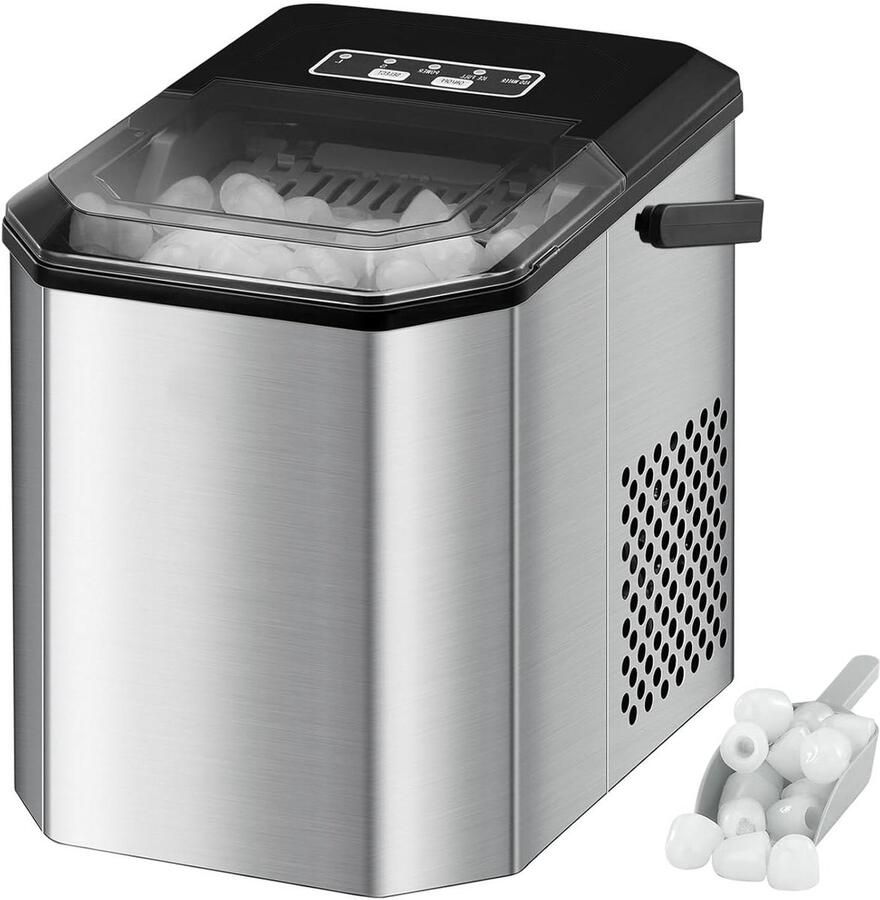 IJsblokjesmachine IJsmachine Snelle IJsbereiding Zelfreinigende Functie 12 kg per dag Zilver