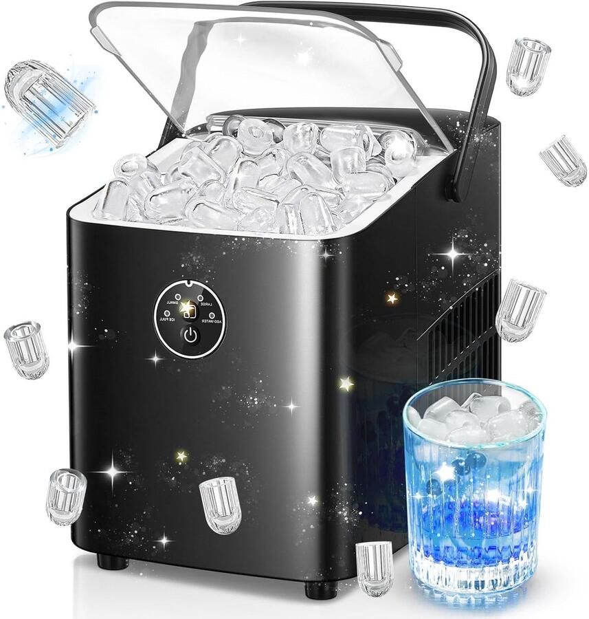 IJsblokjesmachine IJsmaker Dranken Koelen Zelfreinigende Functie 12 kg per 24 uur Diepzwart