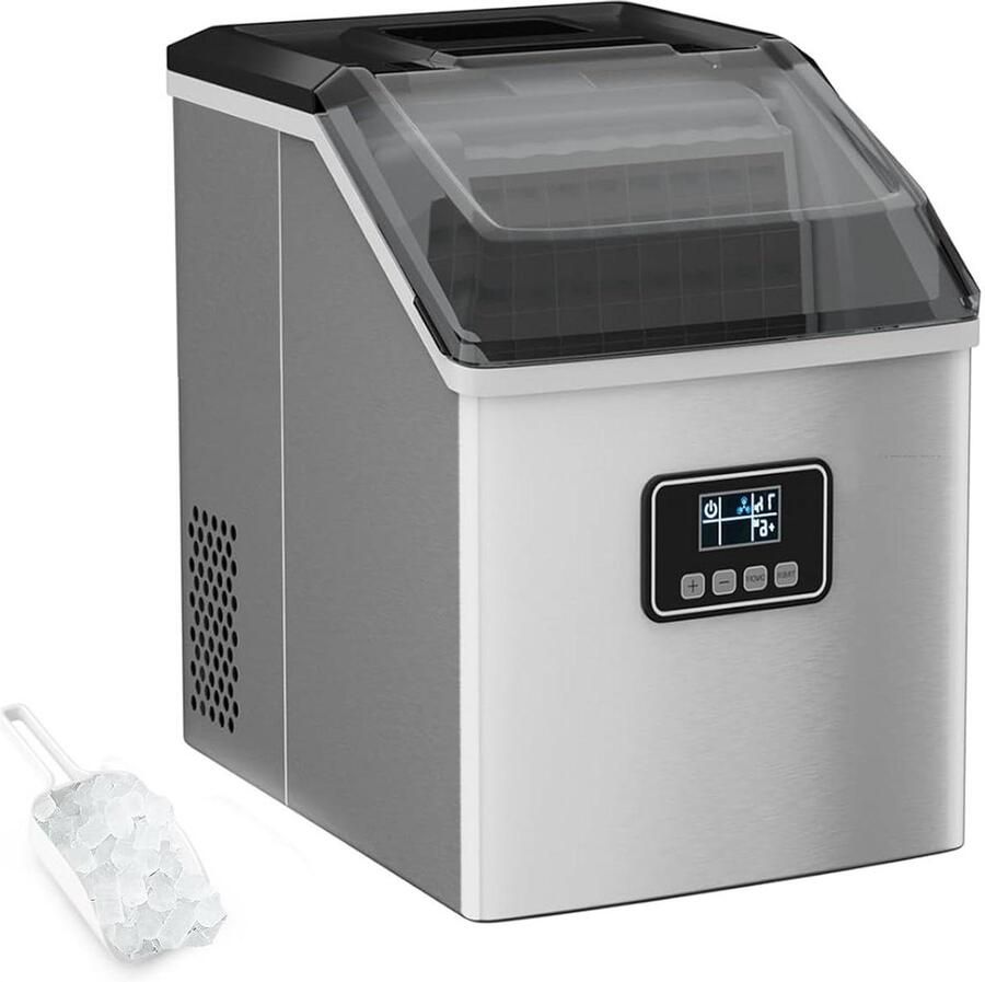 IJsblokjesmachine IJsmaker Drankjes Koelen Roestvrijstalen Behuizing 22 kg per dag Zilver
