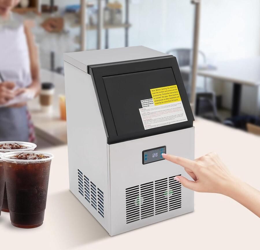 IJsblokjesmachine IJsmaker Grote Keuken Roestvrij Staal 75 kg 24h Zilver