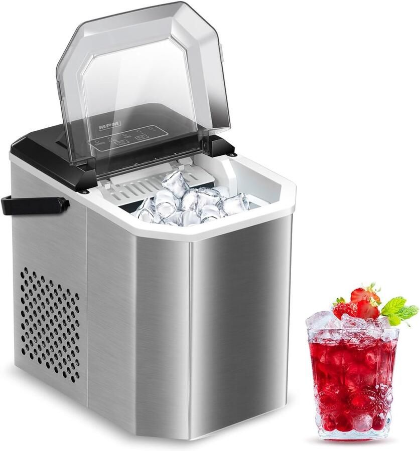 IJsblokjesmachine IJsmaker Snelle Drankkoeling Twee IJsmaten 12 kg per dag Zilver