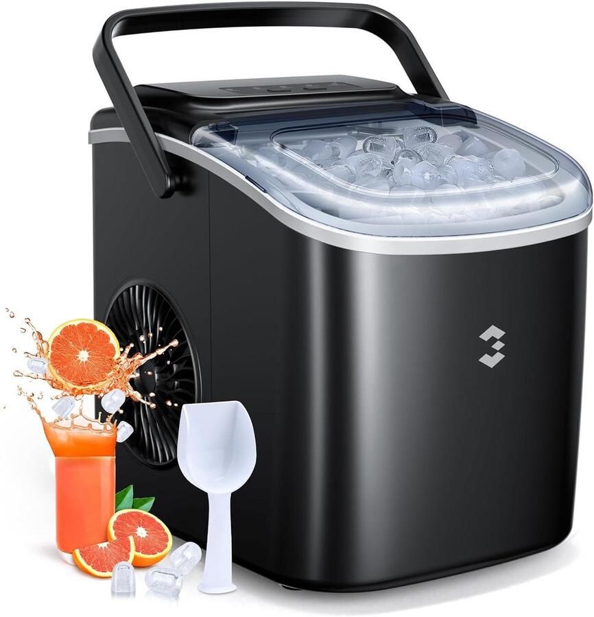 IJsblokjesmachine Klein Compacte IJsmaker Dranken Koelen 8 Blokjes in 6 Minuten 20 cm Breed Lichtgrijs