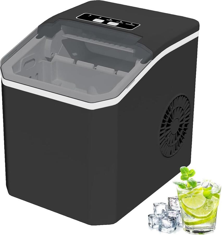 IJsblokjesmachine Kleine ijsblokjesmachine voor thuis Watertank van 1 3 liter Stil compact tafelmodel geschikt voor thuis kantoor bar en kamperen Zwart