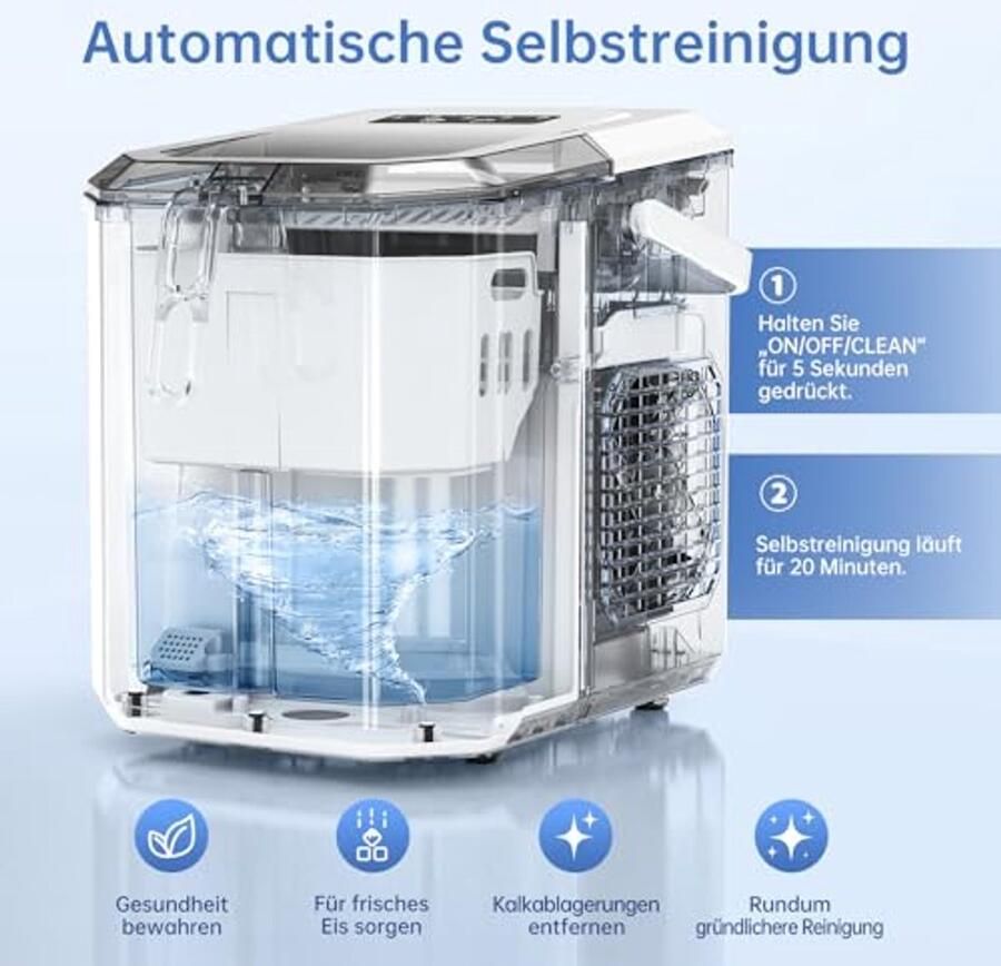 IJsblokjesmachine met 12 kg Capaciteit Snelle IJsblokjesmaker in 6 Minuten Draagbare en Zelfreinigende IJsblokjesmachine