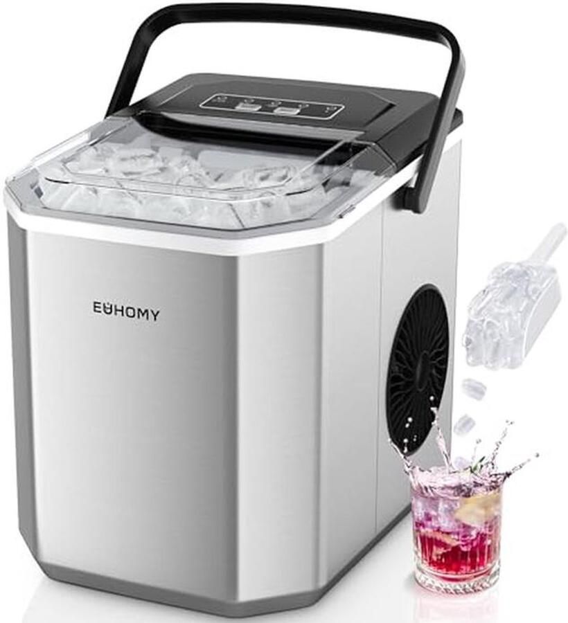 IJsblokjesmachine met 9 ijsblokjes in 6 minuten Roestvrij staal 2 maten 12 kg dag