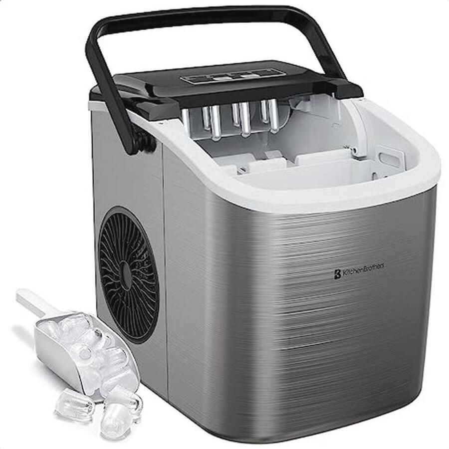 SnelShoppen IJsblokjesmachine Draagbare IJsblokmaker met Handvat RVS 9 IJsblokjes in 8 Minuten Perfect voor Feest Camping Keuken en Tuin - Foto 2