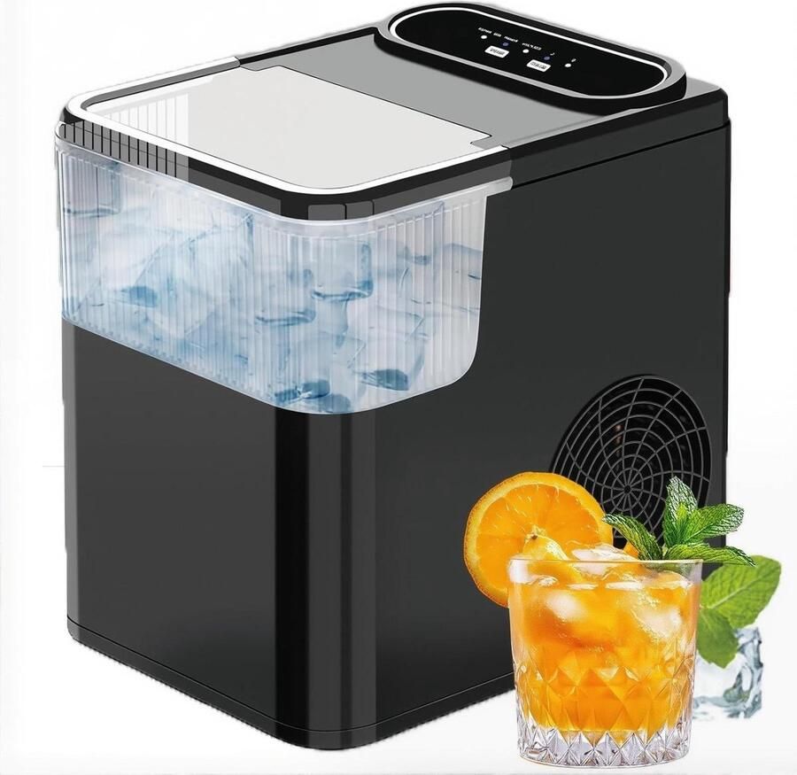 IJsblokjesmachine Nugget Mini-vriezer Tafelblad Drankjes Koelen Snel 9 IJsblokjes 1.4 Liter Zwart - Foto 1
