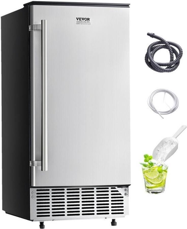 Ijsblokjesmachine Onderbouw 36 Kg Per Dag 12 Kg Opslag RVS Deur Vierkante IJsblokjes Elektrische Afvoer