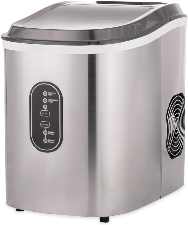 Ijsblokjesmachine Roestvrij Staal IJsmaker Bar Drankjes Koelen Snelle ie 6 Minuten 15 kg 24 uur Zilver