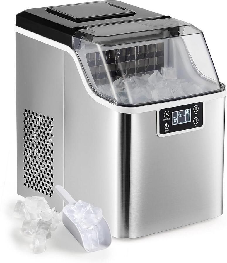IJsblokjesmachine RVS 22 kg 24u met Zelfreiniging Compact Tafelmodel