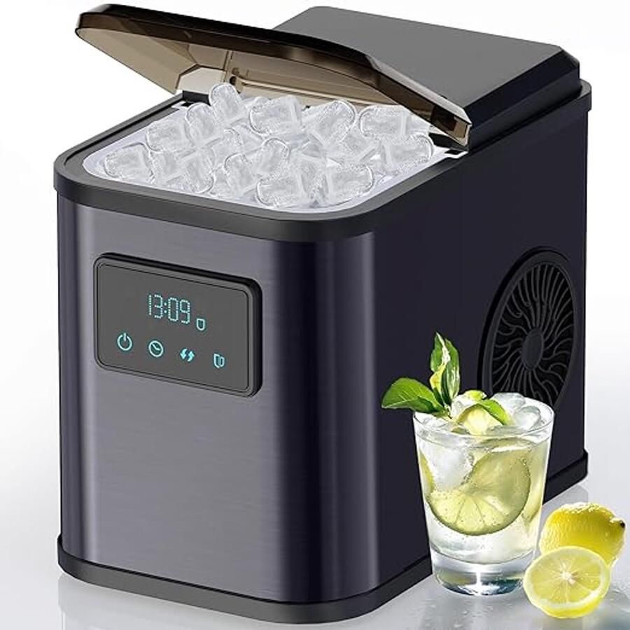 IJsblokjesmachine RVS 2L Waterreservoir 2 Formaten IJsblokjes Zelfreinigende IJsmachine LED Display Inclusief IJsschep en Mand