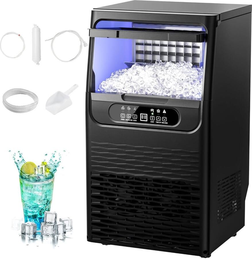 IJsblokjesmachine snel ijs maken + elektrische ijsmaker + grote capaciteit + automatisch ijs produceren + 32 kg ie per dag
