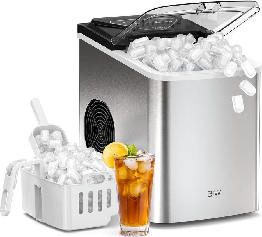 IJsblokjesmachine IJsmaker Aanrecht Drankjes Koelen Snel IJs In 6 Minuten 15kg Per Dag Zilver
