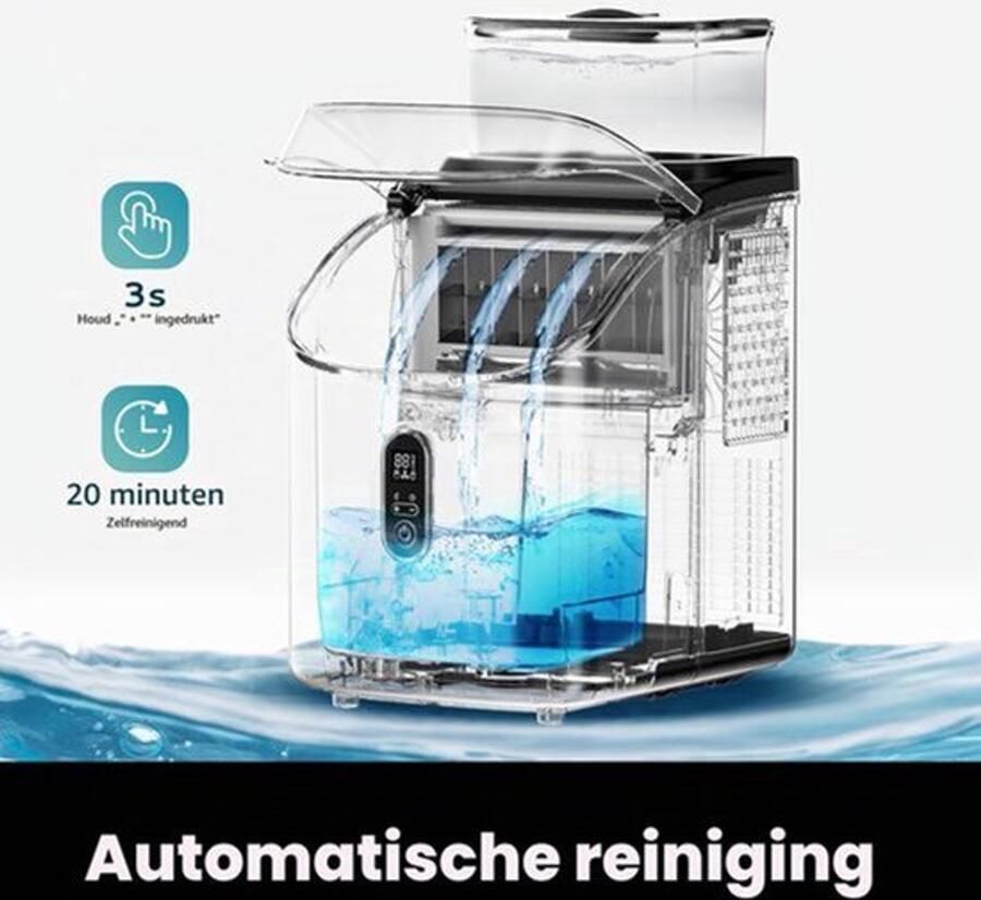 IJsblokjesmachine Tafelmodel 15 Kg Per Dag Capaciteit 143 Watt Vermogen 2 Liter Waterreservoir Zwart Voor Thuis En Kantoor