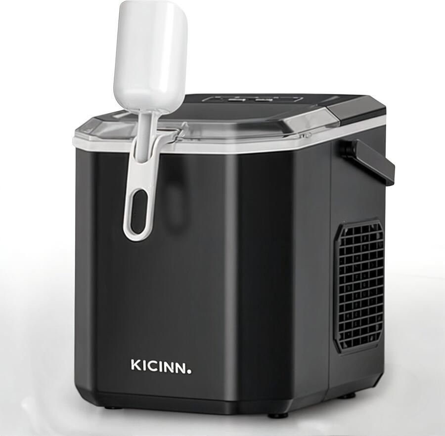 Ijsblokjesmachine Voor Op Het Aanrecht 12 Kg Per 24 Uur 100 Watt Vermogen Kunststof Zwart Draagbare Ijsmaker