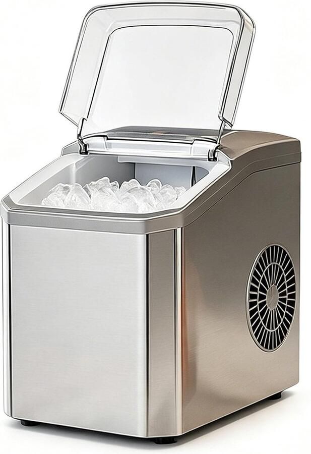 Ijsblokjesmachine voor thuis Automatische ijsmaker Snelle koelte bieden Automatische reiniging 1.3 liter capaciteit Zilver