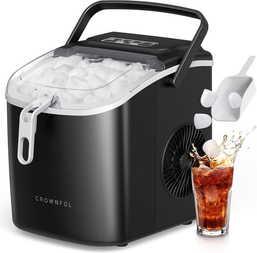 IJsblokjesmachine Zelfreinigend 12 kg per Dag Draagbare IJsblokjesmaker met 9 IJsblokjes in 6 Minuten Compacte IJsmachine voor Thuis Keuken Kantoor Bar en Feest
