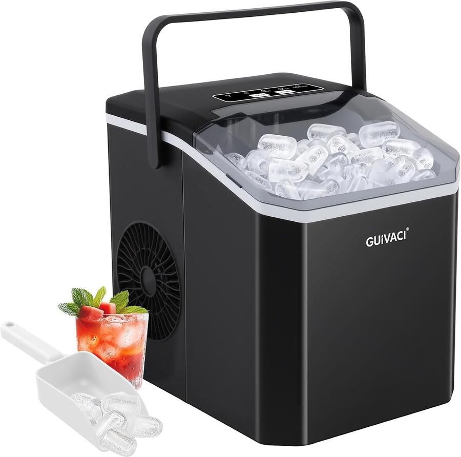 IJsblokjesmachine Zelfreinigend Compacte IJsmaker Snelle IJsbereiding 2 Maten 9 Blokjes 12 kg Per Dag Zilver