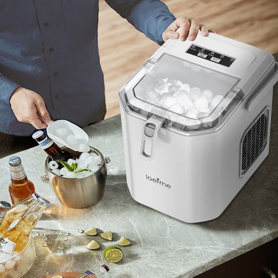 Ijsblokjesmachine Zwart Elektrisch Compact 220V Vermogen 2 Maten IJsblokjes Stil En Zelfreinigend Voor Thuis En Kantoor