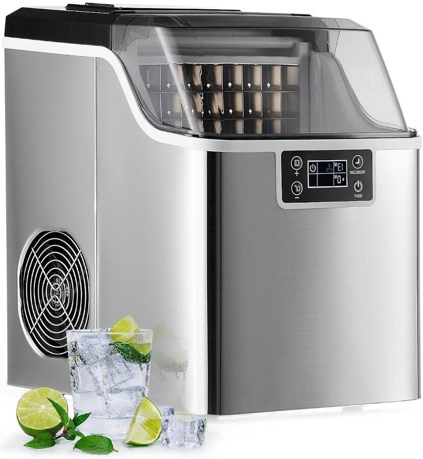 IJsblokjesmaker machine IJsmachine RVS Verse ijsblokjes Zelfreinigende functie 22 kilo per dag Zilver