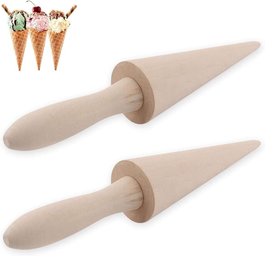 IJscone maker 2 stuks houten conische mold comfortabele grip ideaal voor bakken ShopVlot