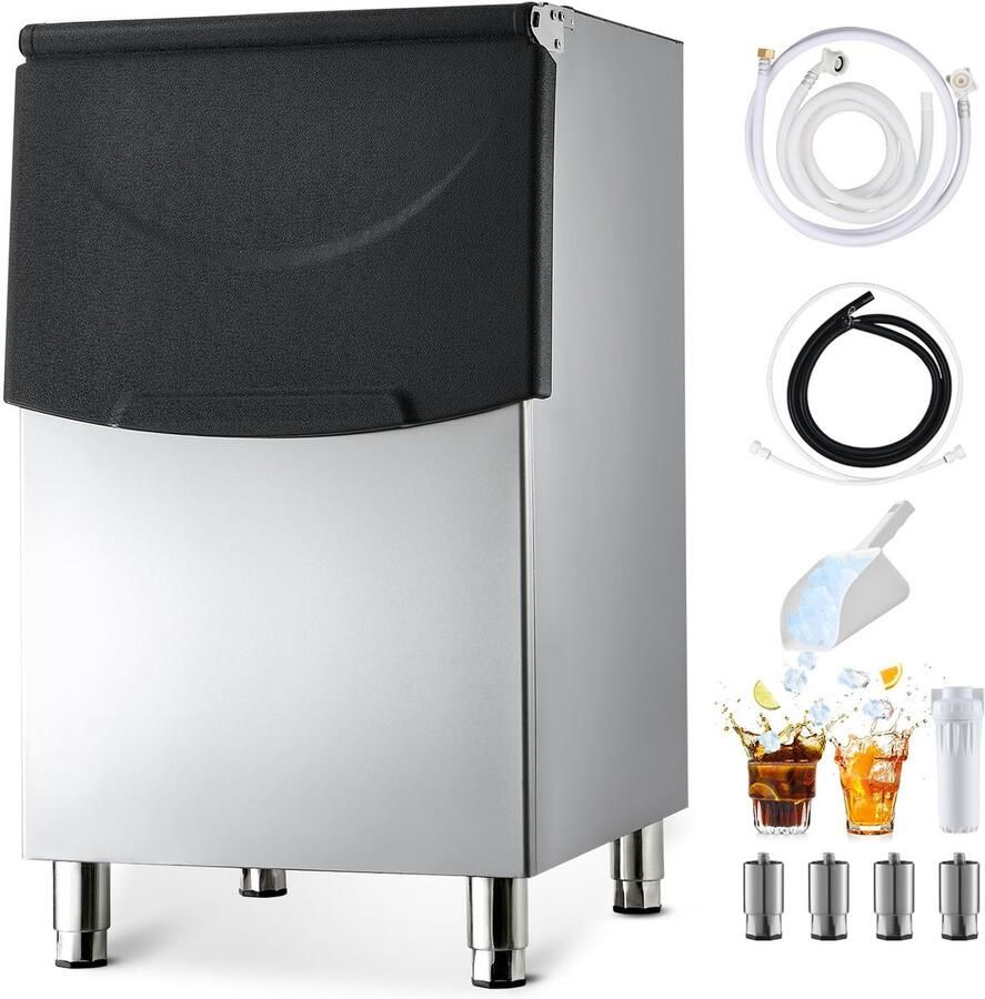 IJscontainer IJsopslagbak Voor Commerciële IJsmachines Opslag 113 kg Roestvrij Staal (RVS) Antislip Voetjes Alleen Container