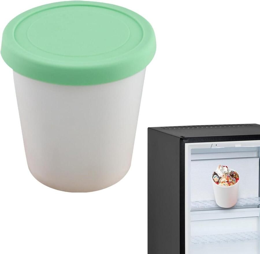 IJscontainer met deksel IJsopslagbak Dessertcontainer Zelfgemaakt ijs bewaren Lekvrij ontwerp 1000ml Lichtgroen