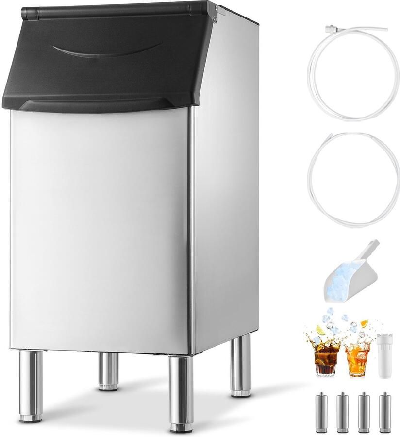 IJscontainer voor ijsmachine Commerciële ijsopslagbak Capaciteit 136 kg RVS Rubberen Antislip Voetjes Voor Restaurants Zonder ijsmachine