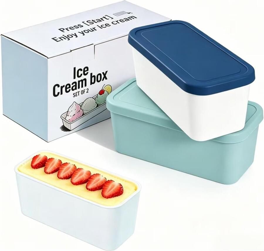 IJscontainers set van 2 1 liter BPA-vrij in levensmiddelenkwaliteit Ideaal voor ijsopslag ShopVlot