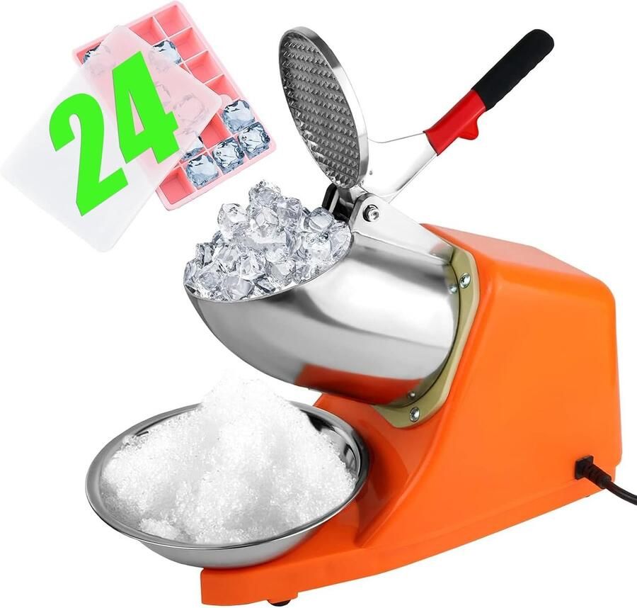 Ijscrusher 300 W ijssnijder 65 kg u dubbel mes ijscrusher dubbel mes ijscrusher smoothiemachine voor restaurants bars feestjes (oranje)