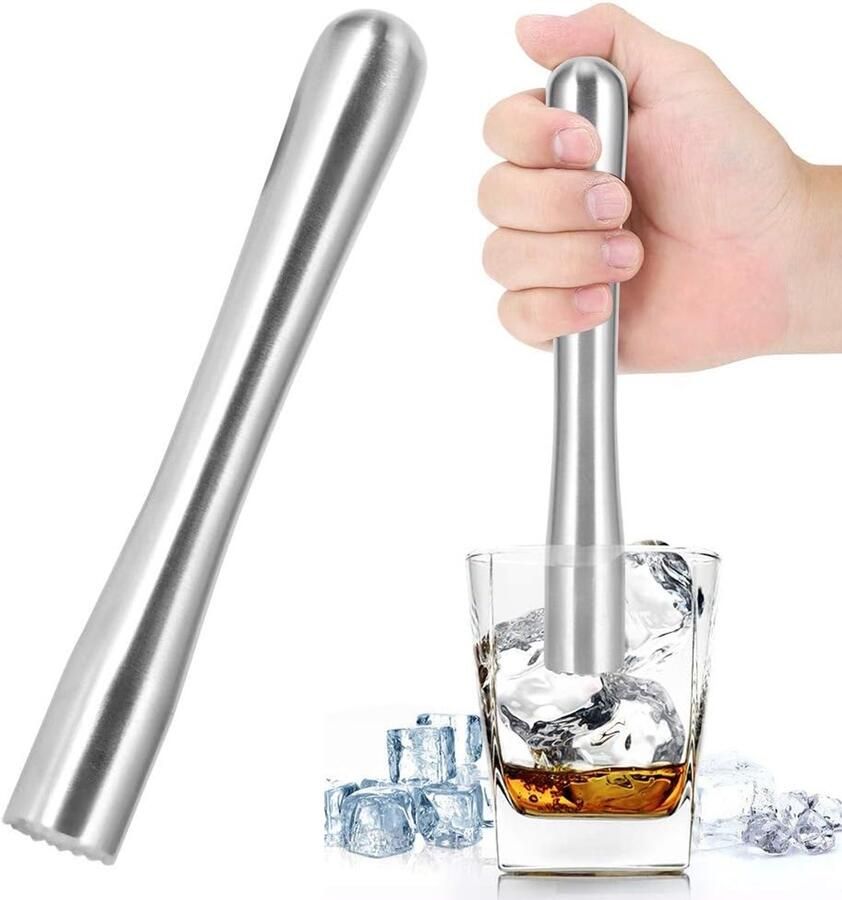 IJscrusher Staal Cocktail Mixer Drankjes Maken Ergonomische Grip 22.5 cm Zilverkleurig