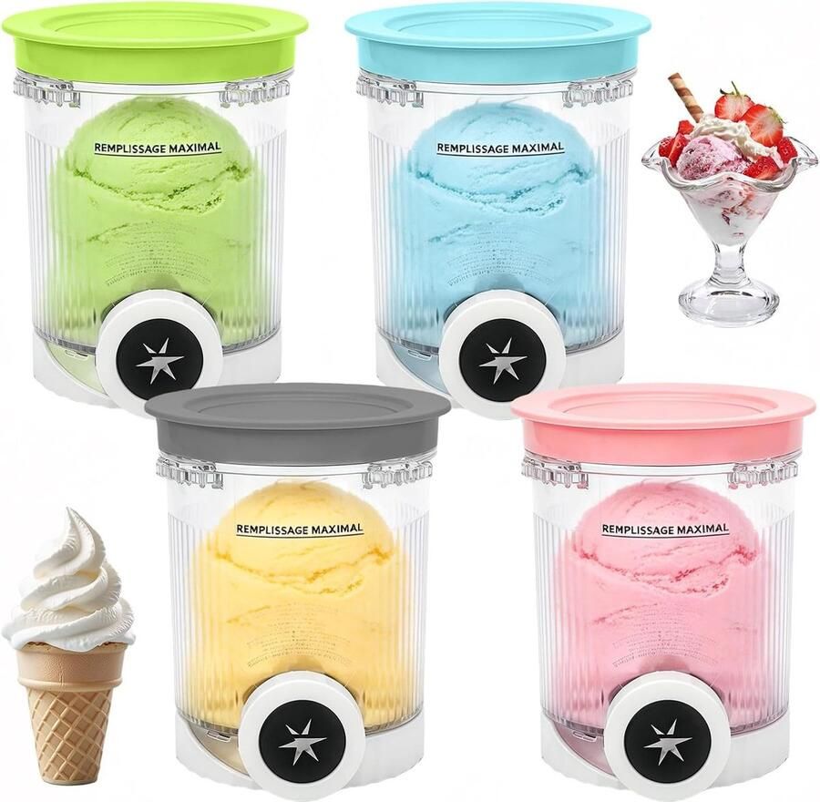 IJshouder 480 ml voor Ninja Swirl ijsmachine gekleurde deksels BPA-vrij vaatwasmachinebestendig perfect voor ijsliefhebbers en desserts
